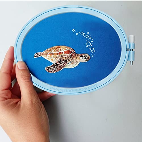Image of LAMXD 3 Pieces Embroidery Hoop Rectangle Oval Shape Embroidery Frame Cross Stitch Hoop Sewing Tool for Art Craft Handy Sewing (Multicolor),with Gold Eye Embroidery Needles