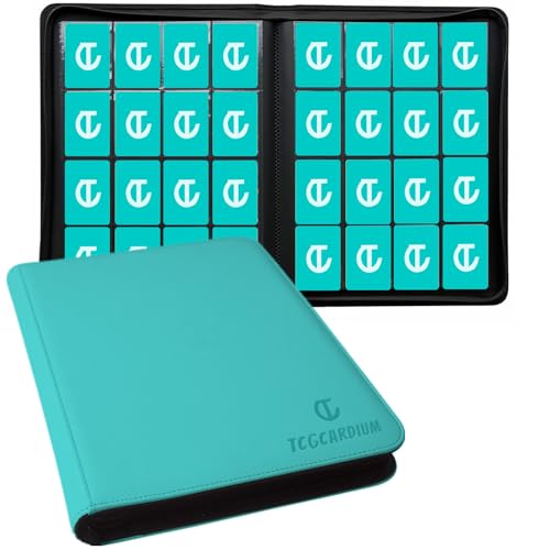TCGCARDIUM 1660+ Pockets Premium Card Binder - 16-Pocket Ringless Side-Loading Album Trading Card Binder Zippered Holder for TCG/MTG/Sports Cards (Sky Blue)