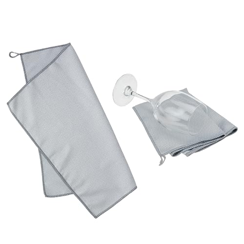True Microfiber Towels, Wine Glass Polishing Cloths, Streak Free Microfiber Cloth and Lint Free Towels, Grey, Set of 3
