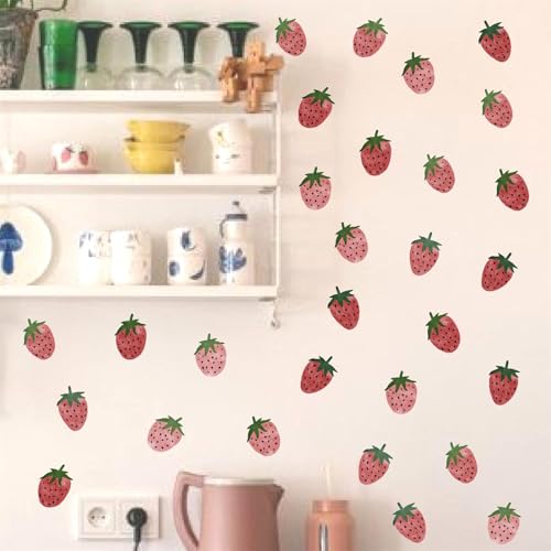 Pegatinas de pared fresas vintage retro adhesivas boho miniatura 4
