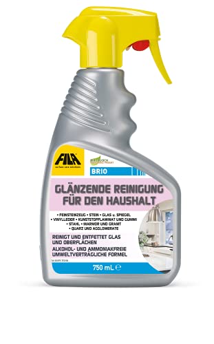 FILA Surface Care Solutions, BRIO, Universal-Schnellreiniger, der Ihre Oberflächen zu Hause zum Glänzen bringt, 750ml