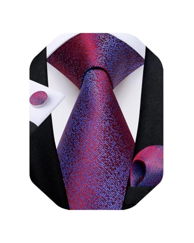 Image of DiBanGu Mens Solid Color Tie and Pocket Square Set Woven Silk Plain Necktie & Handkerchief for Men Wedding Party Formal
