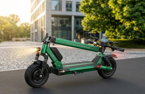 Anola Patinete para Adultos - Scooter con Cesta y Freno Delantero - Aluminio, Grande, Verde - Capacidad 150 kg, 2 Ruedas, Conducción Segura