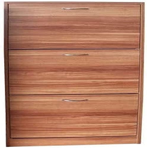 Vida Designs 3 Drawer Shoe Cabinet Cupboard Shoe Storage Organiser Pull Down Wooden Furniture Unit, Black