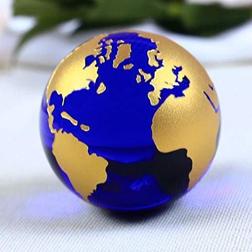 MKYXLN6 cm Blue Gold Crystal Earth Model Ornaments Figurine Home Decoration Accessories Gifts, Without Base, 6 CM