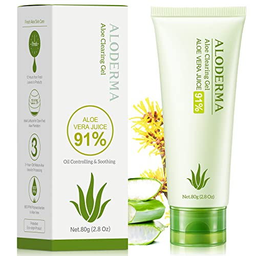 Aloderma Super Acne Clearing Gel For Face With 91% Organic Aloe Vera Gel - Blemish Spot Treatment With Witch Hazel, Pure Aloe Acne Control Gel, Blemish & Pimple Treatment, Acne Moisturizer, Non-Drying #TOP5