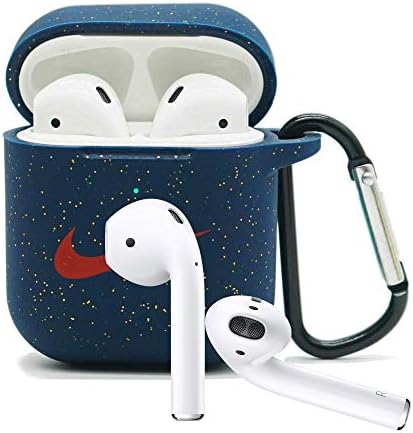 Protective Premium Silicone Case with Keychain Compatible for AirPods Case 2/1,LED Visible,3.0mm Thickness,Provice Strong Protection for AirPods case. (Glitter Midnight Blue，R)