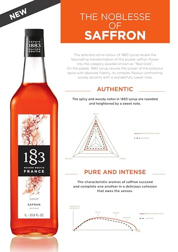 Image of 1883 Saffron Syrup for Drinks, Made in France, 1 Liter Glass Bottle