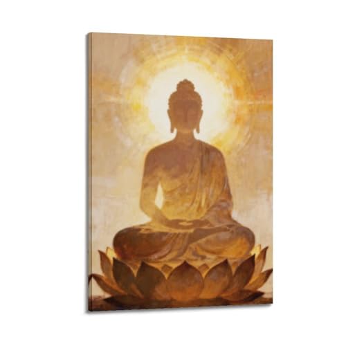 Toile Bouddha doré encadrée pour chasser le stress dans la chambre