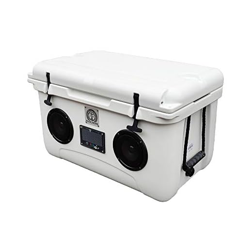 Black Anchor Rotomolded 45L Speaker Cooler IP44 Water Resistant for Parties Festivals Boat and Beach. Bluetooth 5.0 Compatible with iPhone & Android (45L, White)