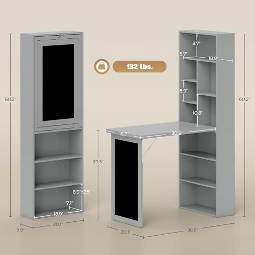 HOMCOM Foldable Desk Wall Mounted Convertible Table for Small, photo 3 of 4