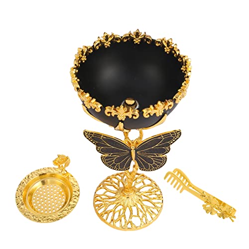 Terschelling Metal Frankincense Resin Incense Burner, Portable Charcoal Bakhoor Burner, Bakhoor Incense Burner, Myrrh Burner With Tongs For Yoga, Spa Aromatherapy Office & Home Decor (Black) #TOP3