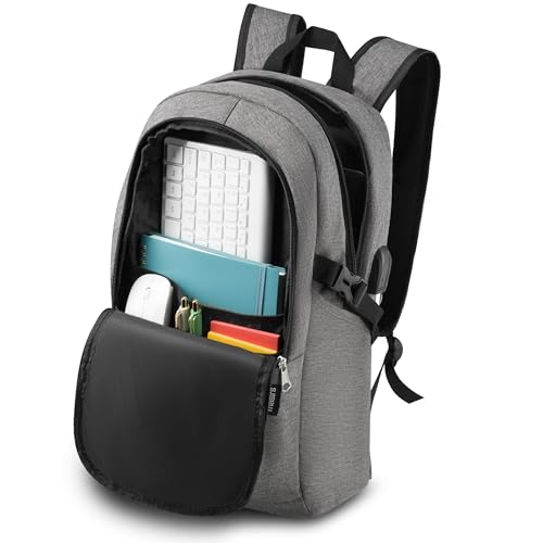 Masirs Laptop Travel Backpack - Adjustable Shoulder Straps, Zippered Compartments with Side Pockets for Water Bottle or Umbrella. Headset and USB Charging Port. Perfect for Business or Traveling. - Thumbnail 3