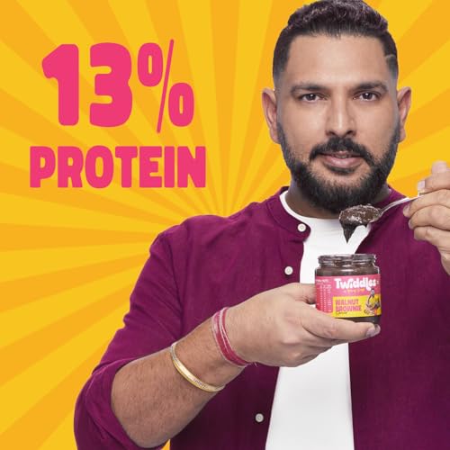 Image of Twiddles Walnut Brownie Chocolate Spread, 250g (Crunchy) - Made with 50% California Walnuts + Almonds & Seeds |14g Protein | Rich Omega-3 | 70% Less Sugar | No Palm Oil | No Preservatives | Stronger Bones | Brain Booster | India's 1st Walnut Spread