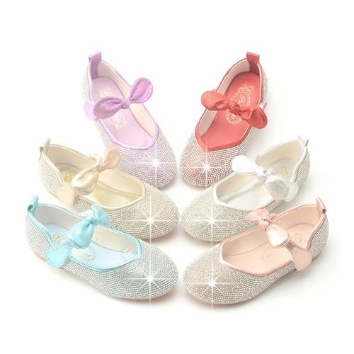 Glitter Childrens Dance Shoes Girls Wedding Shoes Glitter Flat Heels Children Princess Sandals Dance Kids Fashion Party Shoes with Pearl For Wedding, Party Event, Dance Performances(Blue2,36(Inner 22c3