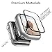 JETech Case with Screen Protector for Apple Watch Series 9 8 7 45mm, Overall Protective Cover, Built-in Tempered Glass Film High Sensitivity, 2 Pack (Silver)