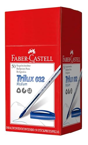 Stylo à bille Trilux 032 Faber-Castell bleu l'excellence de l'écriture en boîte de 50 stylos