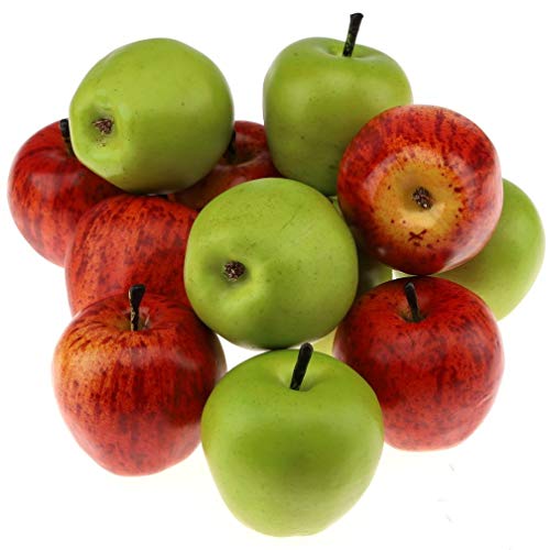 Gresorth 6 Pcs Artificiel Vert & Rouge Pomme Décoration Faux Fruit Accueil Fête Vacances Décoratif Modèle