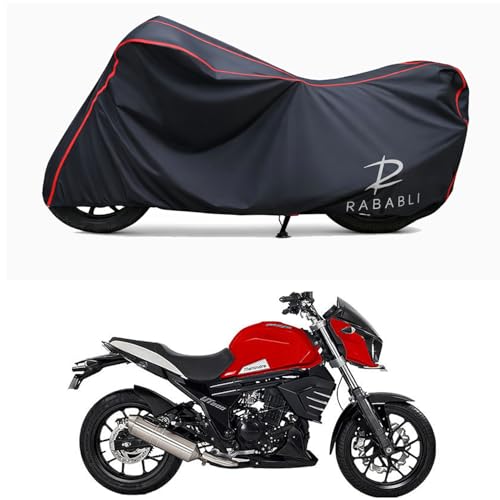 Image of Waterproof Bike Body Cover Compatible for | Mahindra Mojo UT 300 | Taffeta Fabric, Red Piping Design, Bottom Elastic Fit | Dustproof, Sun UV & Rain Protection for All Bikes