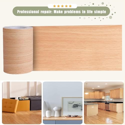 Image of Orange Colour Wood Border Wallpaper Peel and Stick Wooden Contact Paper for Countertops Border, Wall Corners Stickers and Wall Decor Waterproof Self Adhesive 6x240 Inch
