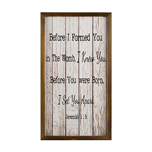 Panneau mural Before I Formed You en bois rustique de 30x55 cm pour salon