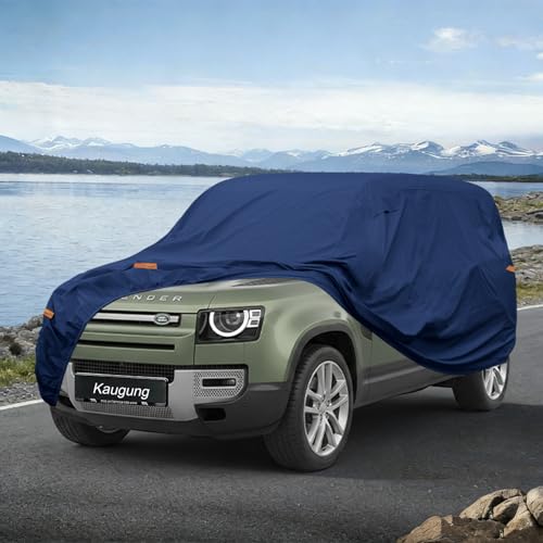 Image of Kaugung Custom Fit SUV Car Cover for Land Rover Defender 110 (2020-2026), Heavy Duty Waterproof All Weather Outdoor Protection, Breathable Full Exterior Cover with Vent, Rain Sun Snow UV Proof