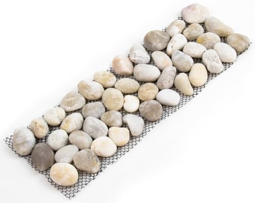 Woodside Pebble Strip Decorative Garden Lawn/Flower Bed Border Edging, Light Stone (pack of 8)
