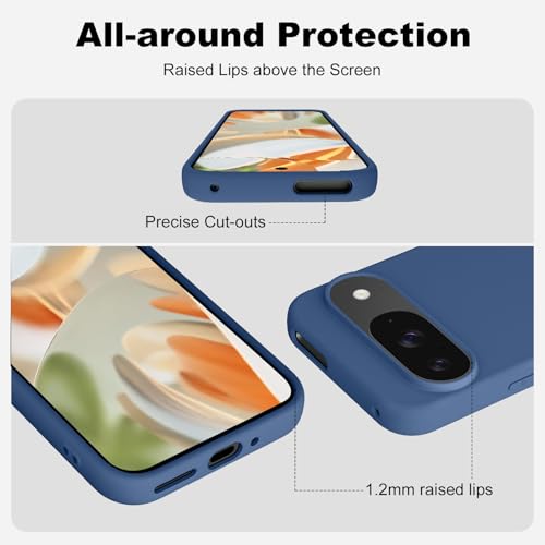Image of Tobfit Back Cover Case Compatible with Google Pixel 9 /9 Pro, Case Cover Rugged Flexible Durable Anti-Slip Silicone Protection Shockproof Google Pixel 9 /9 Pro Back Cover (Navy Blue)