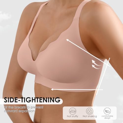 Image of Seamless Wireless Bra for Women with Support - No Underwire Full Coverage Push Up Comfort Bras - Back Fat Smoothing Bralettes