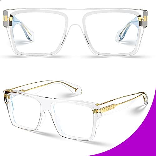 Visoone Square Full Rim Blue Light Blocking Glasses Large Fashion Computer Multi Colors Eyeglass Frame Women Men Alba #TOP2