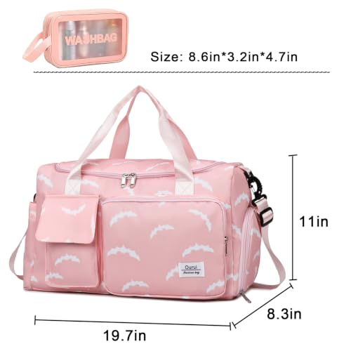 Image of Small Gym Bag for Women, Travel Duffle Bag Carry On Weekender Bag with Shoe Compartment