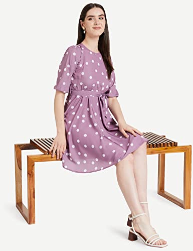 Image of TAGAS Women's Poly Rayon Fit and Flare Knee-Length Dress (OP-3316-PURPLE-S Purple S)