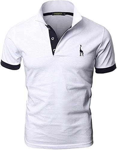 GNRSPTY Poloshirt Herren Kurzarm Polohemd Giraffe Stickerei Einfarbig T-Shirt M-3XL