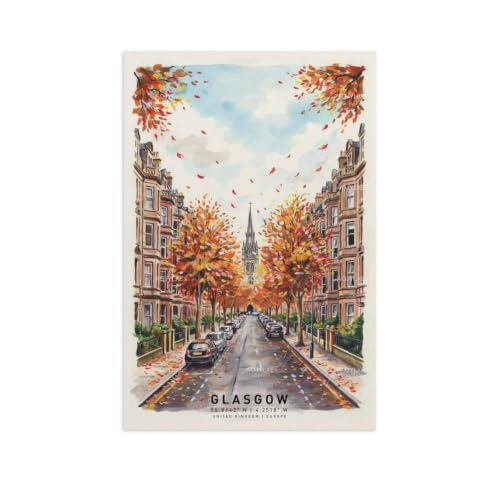 Poster paysage urbain Glasgow 60x90cm pour mur vide