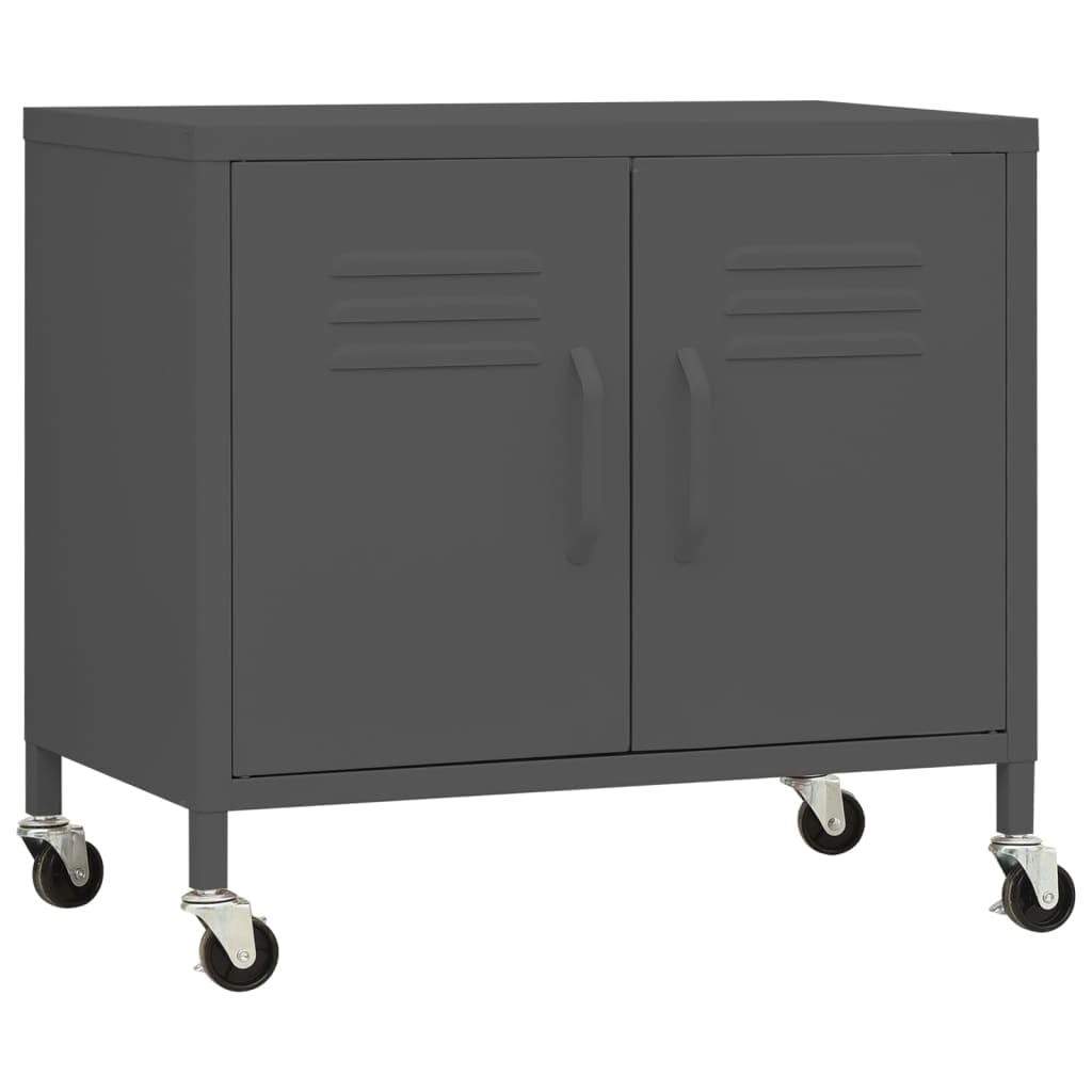 Stahlschrank Lagerschrank Anthrazit 60x35x56 cm Metallschrank auf Rollen mit verstellbarem Fachboden Mobiler Aktenschrank Büroschrank für Akten Dokumente und Home Office
