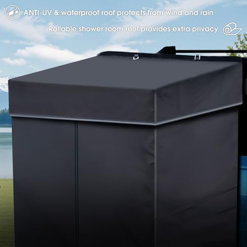 Carpa con toldo para ducha 3ft x 3ft y luz LED para privacidad en camping miniatura 3