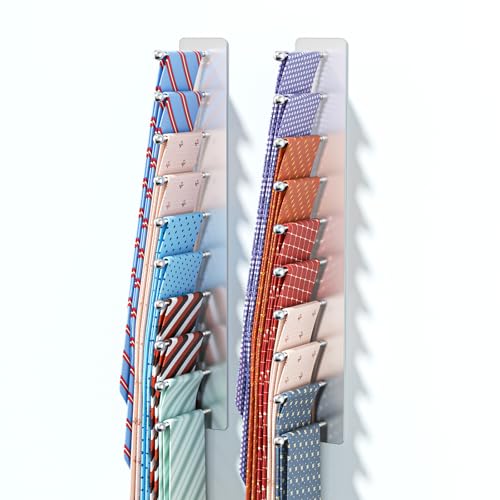 XILIMOR Porte Cravates Mural, Cintre à Cravates Noir en Acier Inoxydable, Porte Cravates Adhésif pour Hommes Avec 20 Crochets, Rangement de Cravates Dans La Chambre, Le Salon ou La Commode
