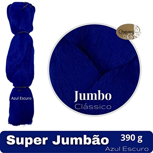 Super Jumbo Cabelo Para Tranças Box Braid Nagô Dread Twist Cherey Pacote 390 Gramas 60 cm Cor:Azul E