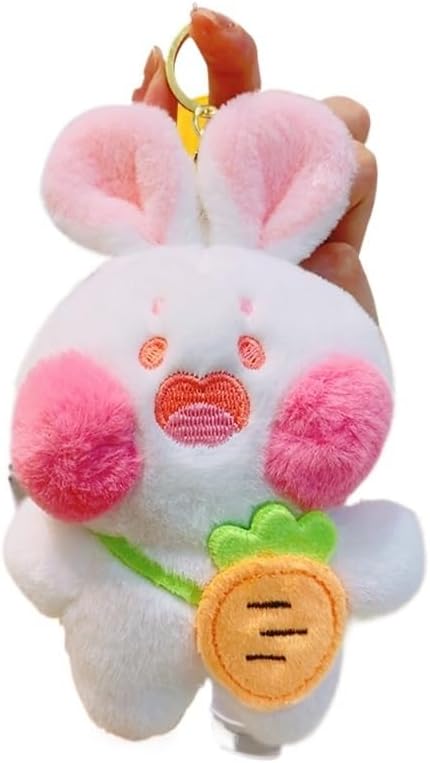 Plush Blush Rabbit School Bag Backpack Doll Doll Accessory Cartoon Pendant Keychain Pendant for Boys and Girls(White)