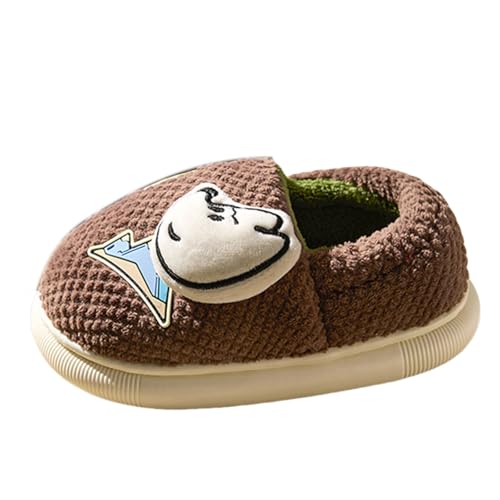 Generisch Zapatillas de estar por casa de invierno con memoria para niños, zapatillas cerradas 37, café, 30.5 EU