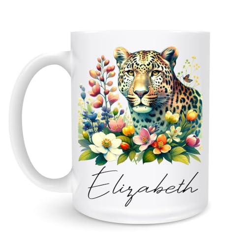 WANDORIA Stunning Leopard Coffee Mug, Personalized Wild Cat