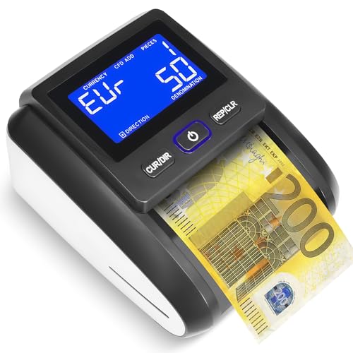 JEVX Detector Billetes Falsos y Contador de Billetes, Máquina de Contar Dinero, Detector de billetes falsos, Comprobador contadora para billete Euro y Dólar