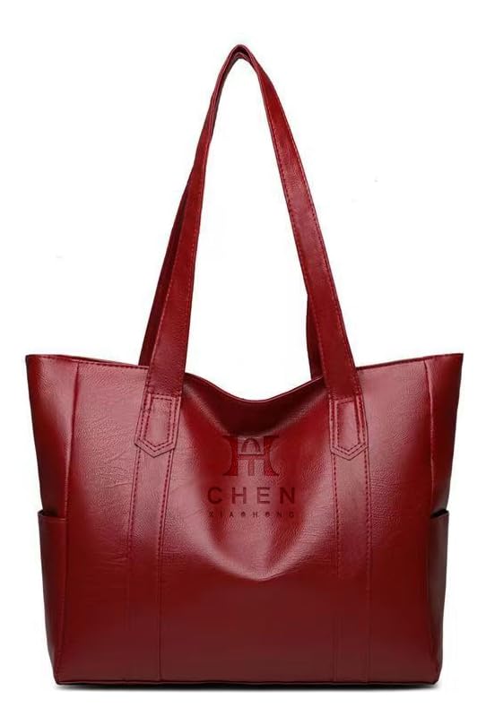 Bolsa Feminina Grande Tipo Tote | Bolsa de Ombro e Mão para Faculdade, Trabalho e Dia a Dia | Estilo Casual Elegante (Vermelho)
