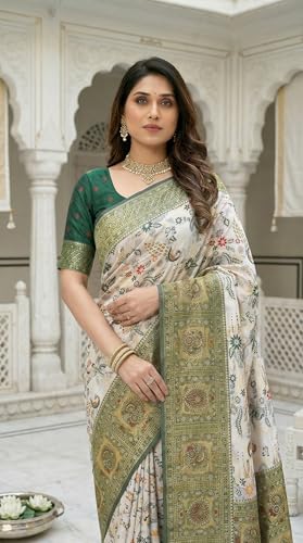 Image of C J Enterprise Women's Kanjivaram Style Soft Silk Saree Heavy Zari Woven Traditional Wedding Saree with Blouse Piece (Morpankh)