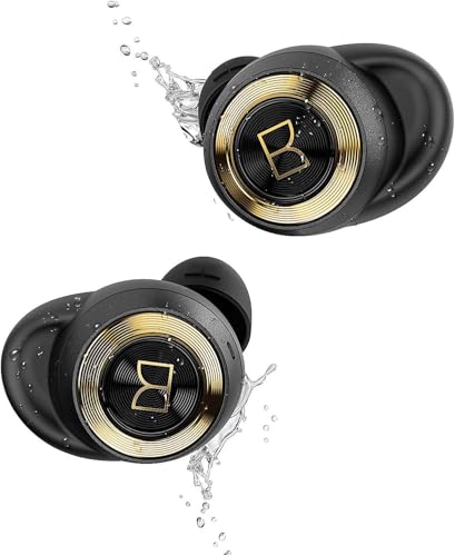 Image of Monster Achieve 100 AirLinks Wireless Earbuds, True Wireless Earbuds Bluetooth Headphones, Earphones in-Ear Built-in Mic Headset, Water Resistant Design for Sports, Black Gold