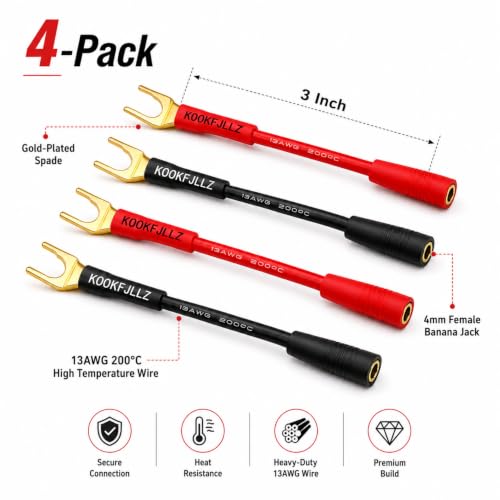 Adaptador Cable Conector Banana Jack a Horquilla 4mm 4 Unidades miniatura 6