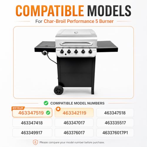 Image of Hisencn Grill Parts for Char-Broil 463347519, 463347518, 463342119, 463347418, 463347017, Cast Iron Cooking Grates 18 inch x 25 inch & Heat Plates G470-0004-W1A, Performance Grill Replacement Parts