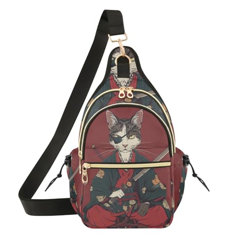 Sac chat japonais samouraï rouge style tendance pour femme active
