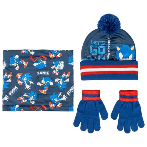 Sonic Pack Completo de Gorro, Guantes y Braga de Cuello Infantil Cerdá para Invierno