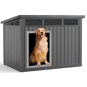 DRATO Dog House for Both Indoor and Outdoor with Weatherproof Roof Removable Floors for Medium to Large Dogs Interior Space (Black, Large (42.87 * 32.95 * 31.61”))